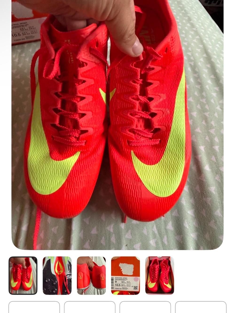Nike Orange and Neon Yellow Men's Running Cleats